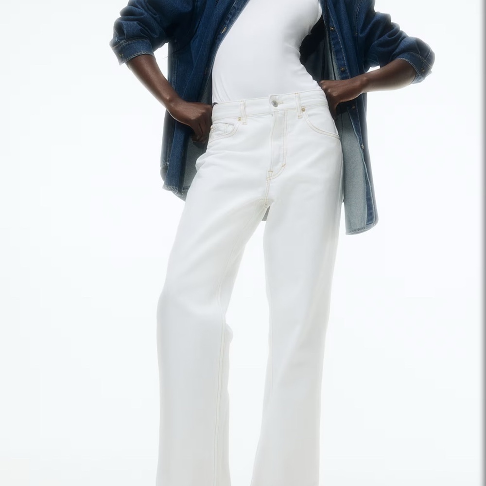 NEW H&M White Straight Leg Jeans